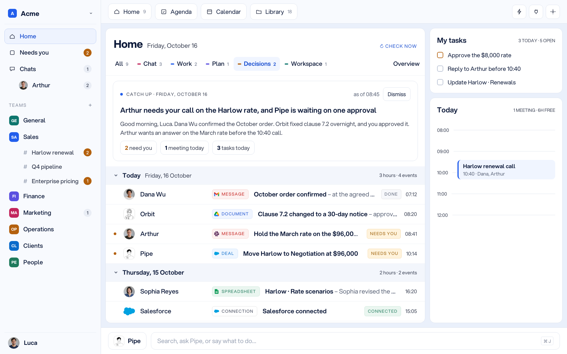 Teams and projects: Shared workspaces for people and agents